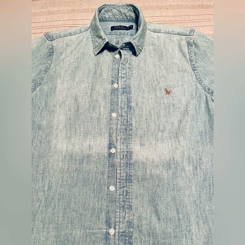 Polo Ralph Lauren - Classic Button Down - Chambray - Jean Shirt - Unisex - Med - Picture 5 of 6